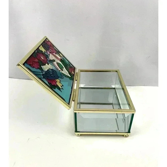 VTG Bird Birdhouse Stained Glass Trinket Box Joan Baker Designs 1994 - Picture 5 of 16